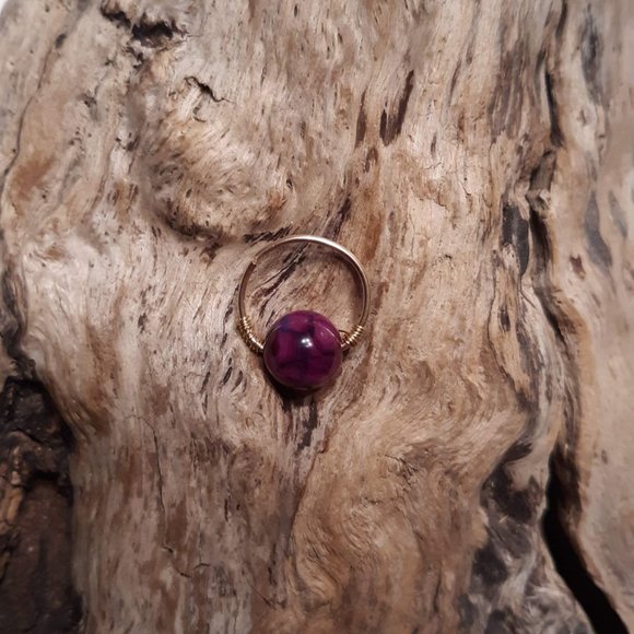 Gold Dragon Vein Agate Septum Tragus Daith Helix Ring 12mm - Picture 1 of 4